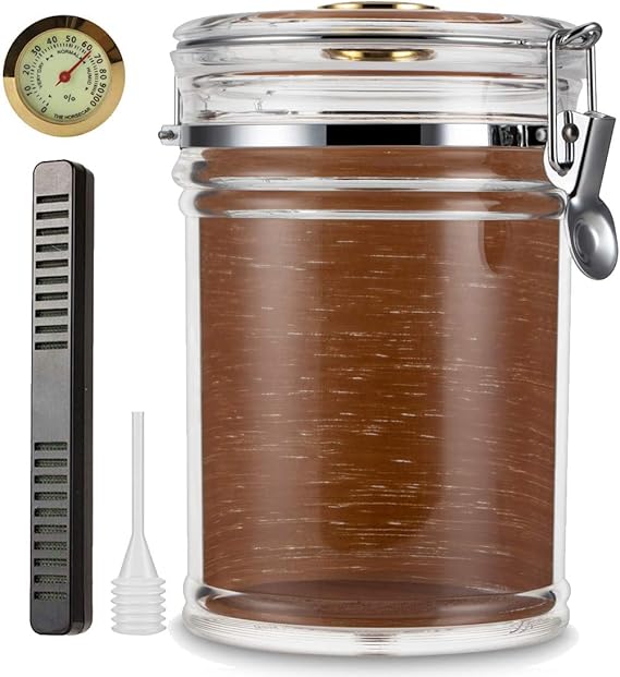 XIFEI Acrylic Humidor Jar with Humidifier and Hygrometer