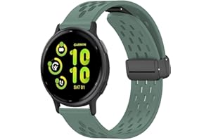 Compatible with Garmin Forerunner 165 Bands, Lamshaw 20mm Breathable Soft Silicone Magnetic Butterfly Clousure Sport Replacemet Band Straps Compatible with Garmin vivoactive 5/Approach S12/Approach S40/Approach S42/D2 Air/D2 Air X10/Forerunner 165, 245, 55, 645/Venu/Venu 2 Plus/Venu Sq/Venu Sq 2/Vivoactive 3/Vivomove 3/Vivomove luxe/Vivomove Sport/Vivomove Style/Vivomove Trend