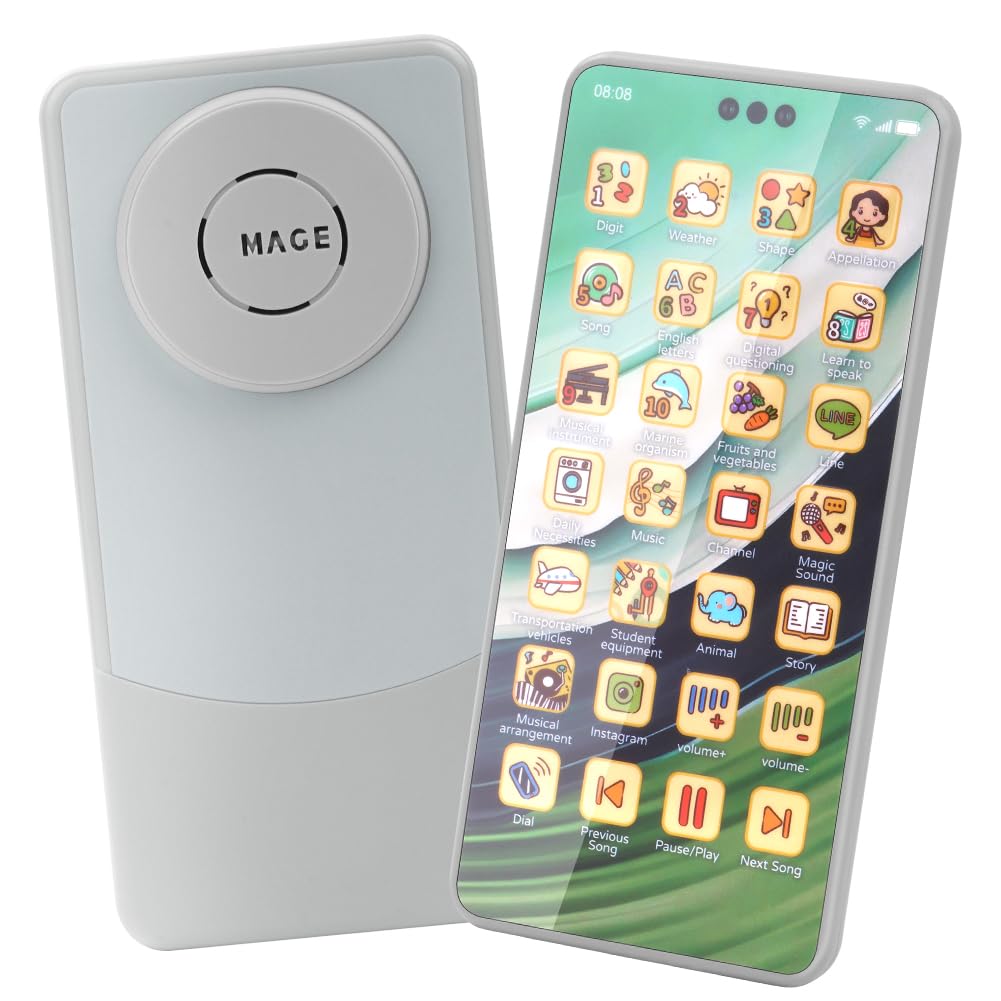Aolso Mobile Phone Toy for Children, Educational Smartphone, Portable Screen for English Learning (Silver Grey)