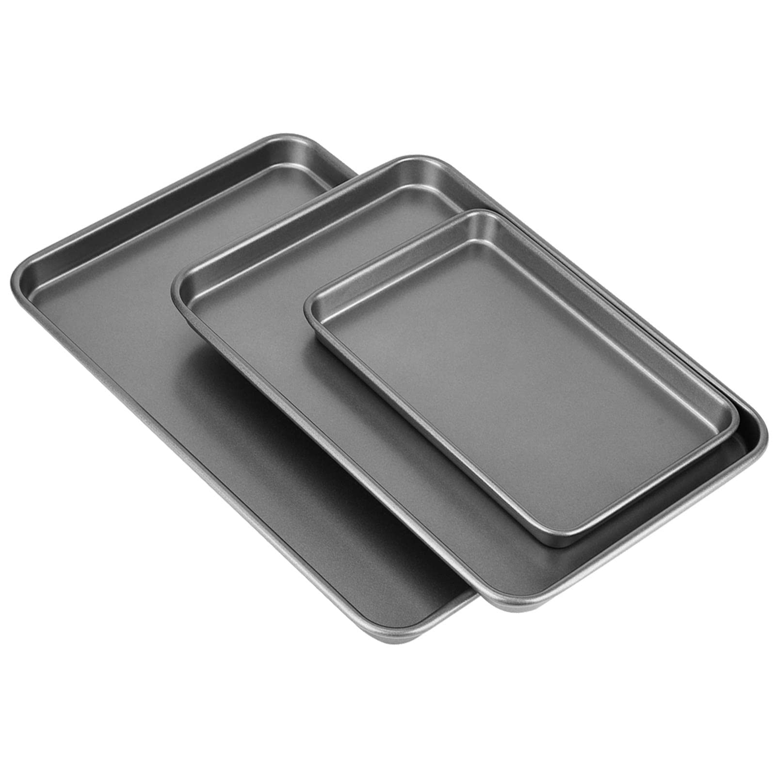 32nd Set of 3 Durable Carbon Steel Non-Stick Baking Tray Oven Roasting Pan - Set Includes: 1 X Small, 1 X Medium and 1X Large Baking Tray