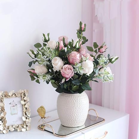 Amazon 造花 グラデーション バラの花束 リビングルームの装飾 偽の花 ドライフラワー E 花 観葉植物 フラワーギフト オンライン通販