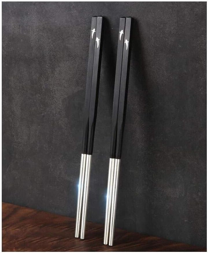 LUYIYI 2 Pairs of 999 Sterling Silver Ebony Chopsticks Portable Gift Set Home & Kitchen