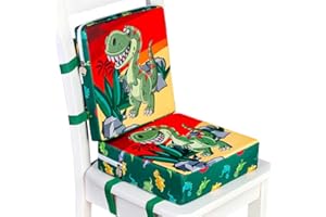AGSDON Toddler Booster Seat for Dining Table, Portable Increasing Cushion for Boys - Dinosaur Green