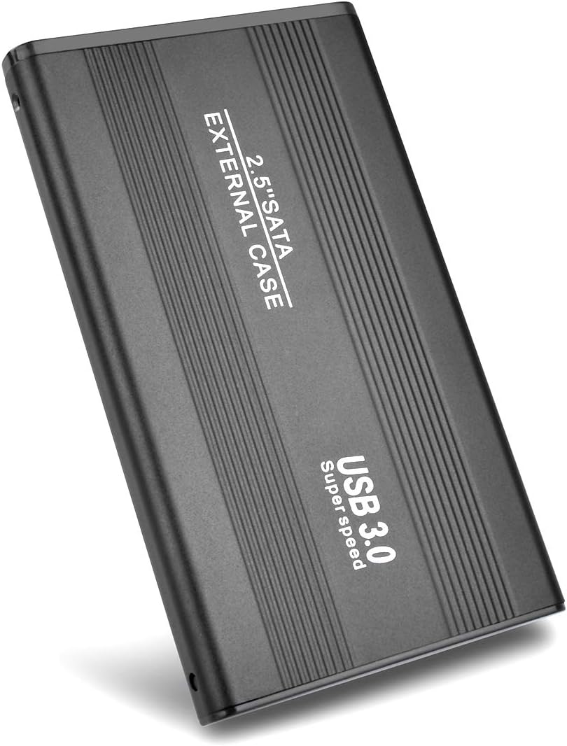 Hard Drive Enclosure External Portable Black HDD Caddy, USB 3.0 External Hard Drive Case for Mac, TV, Laptop,
