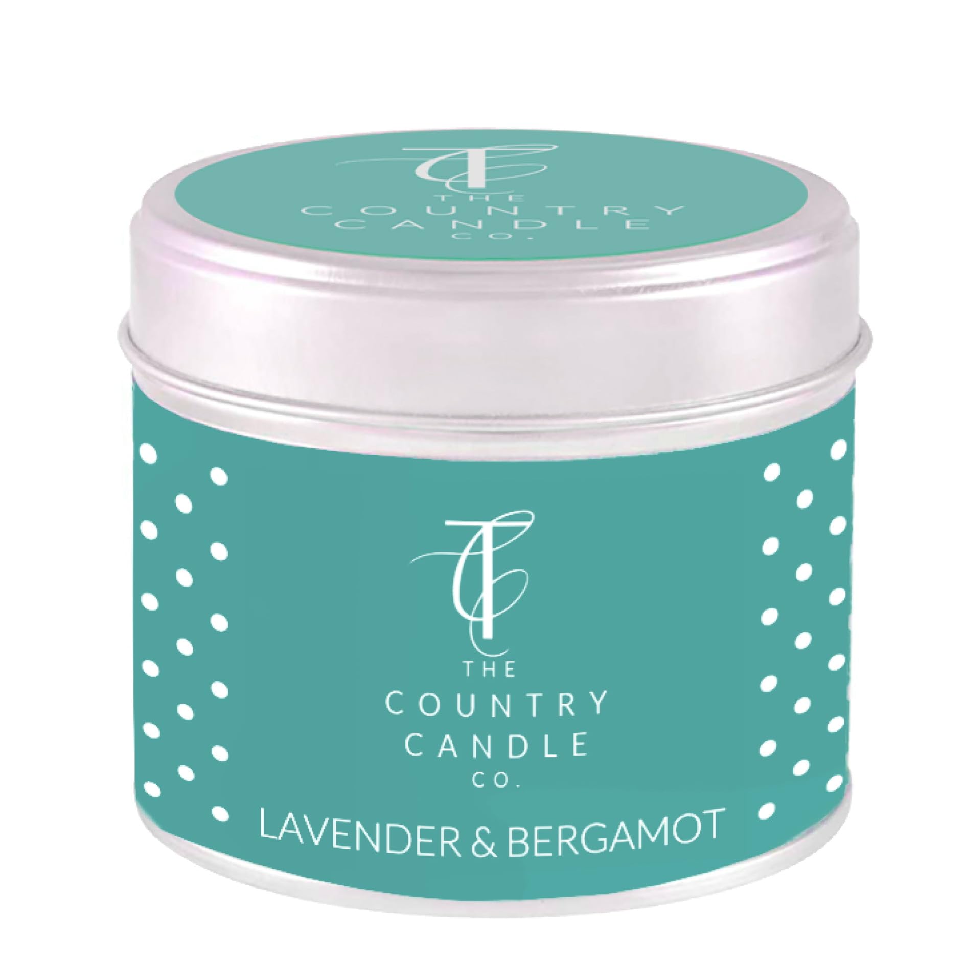 The Country Candle Company Polka-dot Tin Candle – Lavender and Bergamot Scented, Up to 35 Hours Burn Time