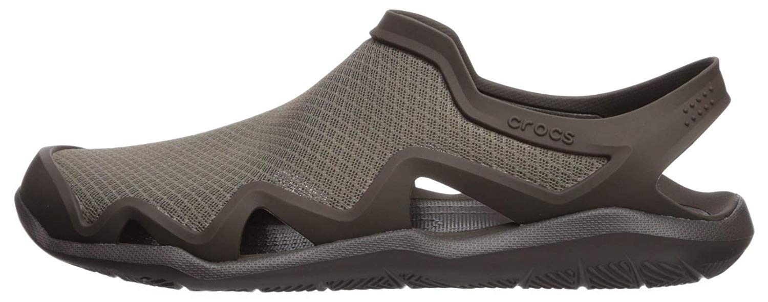 Crocs Men's Swiftwater Mesh Wave Sandal Water Shoe, Walnut/Espresso, 5