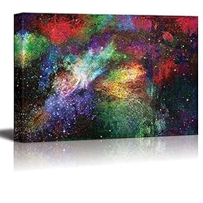 Very Colorful Painting of a Galaxy in Space - Canvas Art Home Art - 12x18 inches