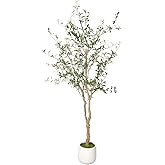 Phimos Artificial Olive Tree with Planter Pot Large Faux Olive Branches and Fruits Artificial Tree for Modern Home Office Living Room Floor Decor Indoor (7.2FT)