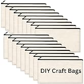 Cruleen Blank Canvas Bag Zipper Pouch Makeup Bags Bulk - Multi-Purpose Canvas Pencil Pouch with Sturdy Zipper, Cosmetic Bag Travel Toiletry Bag for DIY Craft Projects (10, Beige, 8.3x4.7)