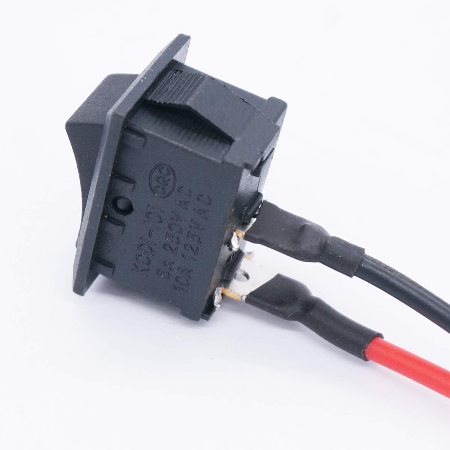 Taiss/10Pcs Rocker Switch ON/Off 2Pin Latching Square SPST Toggle Switch Snap with Wires KCD1-X-F, Black - Image 5