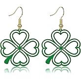 St Patrick'S Day Clover Earrings for Women Gold Clover Drop Dangle Earrings Lucky Shamrock Earring Irish Jewelry St Patricks Day Accessories