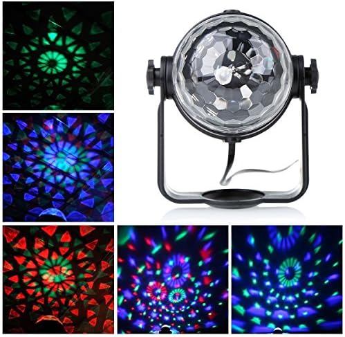 Mini Stage lights, GLiving LED Lighting dj lights Remote Control Sound Activated Color Changing Crystal Magic Rotating Ball Effect Lights KTV Xmas Party Wedding Show Disco DJ Bar Club Lamp