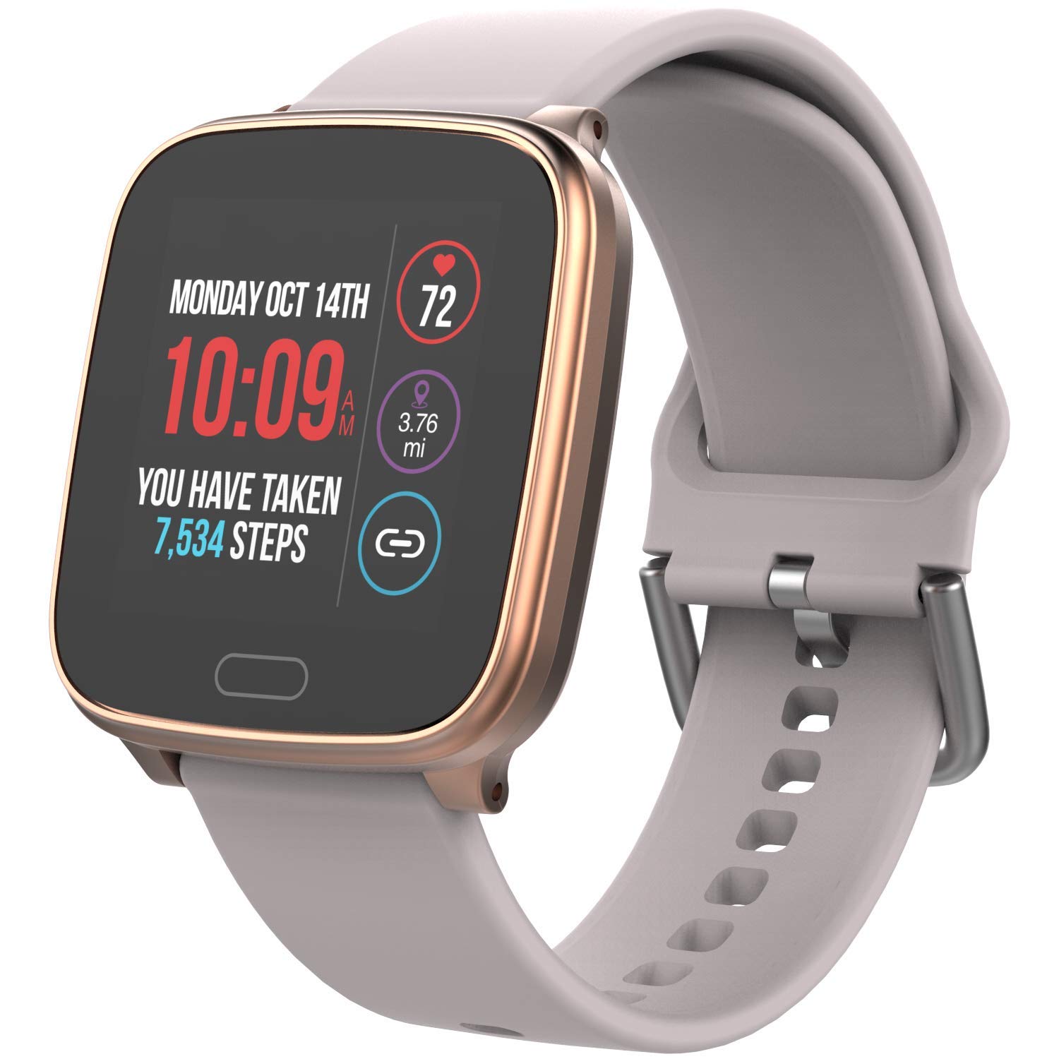 Timex iConnect by Timex Active Smartwatch with Heart Rate, Notifications & Activity Tracking 37mm – Rose Gold-Tone with Blush Resin Strap