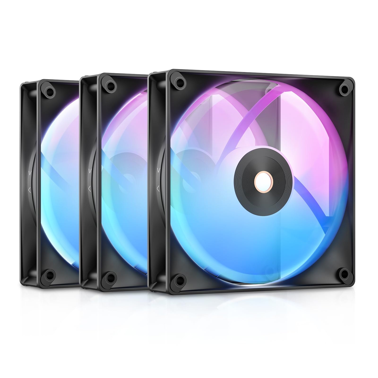 Photo 1 of ??Ocypus Delta F12 ARGB 120mm PC Case Fan, Up to 2000RPM High Airflow, 4-Pin PWM Control Computer Cooling Fan, Low-Noise & Hydraulic Bearing (Black-3PCS)?