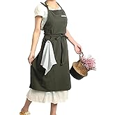 Tobyan Soft Cotton Linen Apron - Retro Linen Art Apron, Adjustable Casual Apron with Towel, Great for Florist and Kitchen