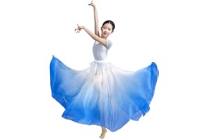 Z&X Gradient Color Sheer Long Flowy Wrap Skirt Ballet Lyrical Dance Costumes for Girls Ballerinas Performance