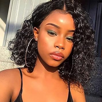 Amazon Com Wignee Lace Front Curly Bob Human Hair Wig 100