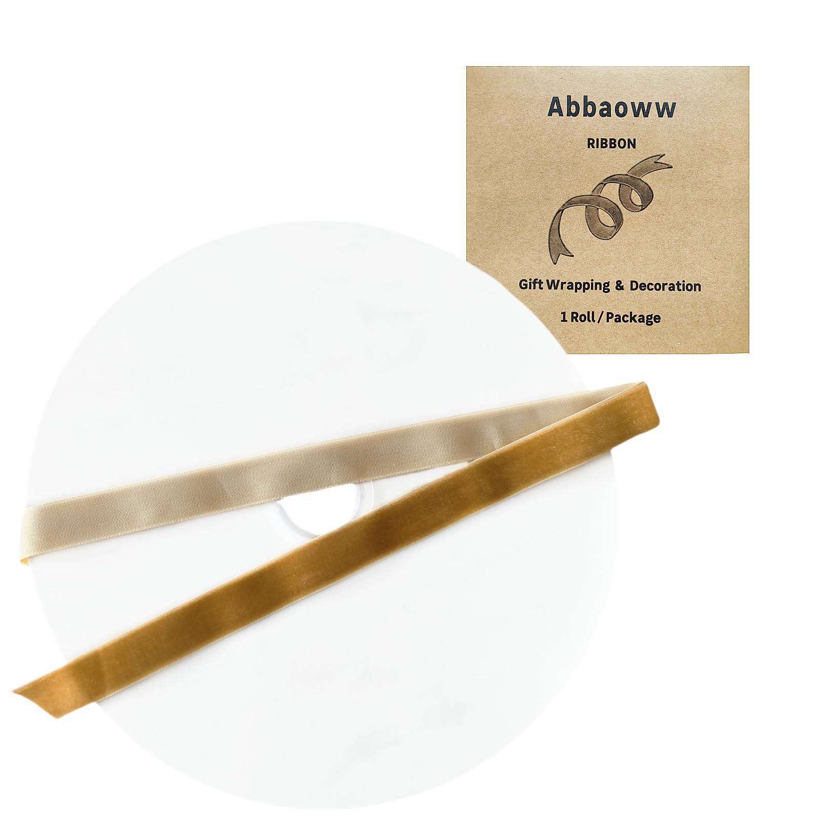 Photo 1 of Abbaoww 25 Yards Khaki Velvet Ribbon 5/8 Inch Single Face Velvet Ribbon for Christmas Wreath Decoration Gift Wrapping DIY Project Bow Making (Khaki, 5/8 Inch)