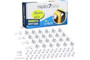 Upgraded Magnetic Cabinet Locks 24locks&4keys-Baby Proofing Cabinet Locks with Fast Installing Tools