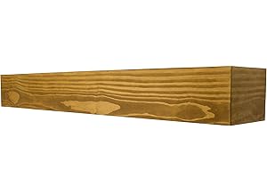 XWNE Fireplace Mantel,72 inch Rustic Wood Floating Mantel Shelves for Electric Fireplaces and Décor,Solid Wood Farmhouse Mantle for Over Fireplace(Gold Oak, 72Wx8Dx6H)