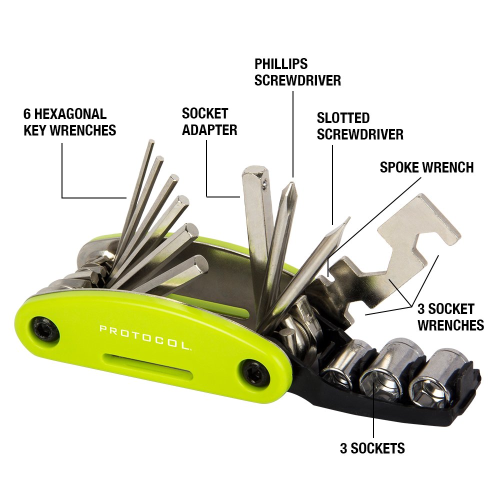 Protocol Bicycle Multi Tool 15 functions; multi tool for bikes with