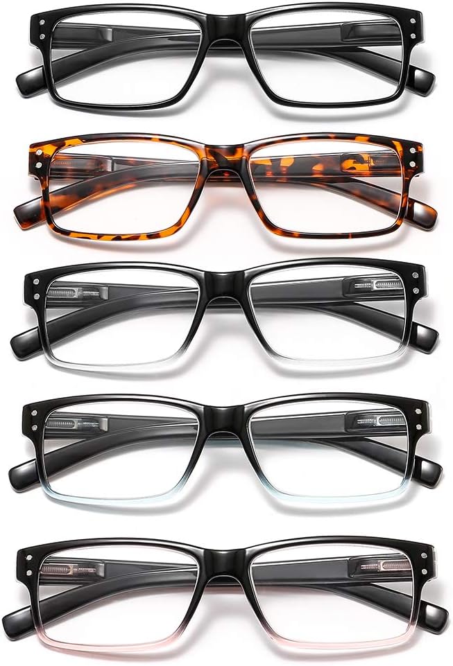 Suertree 5 Pack Reading Glasses Women Men Anti Blue Light Computer Glasses Blocking Spring Hinge Readers BM161 (+1.50 Magnification - Image 3