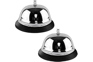 Guslcez Call Bell for Desk - 2 Pack 3.3 Inch Service Bell, Gleaming Silver Anti-Rust Metal Construction for Hotel Counter/Office Reception, School Restaurant Hospital Warehouse Use