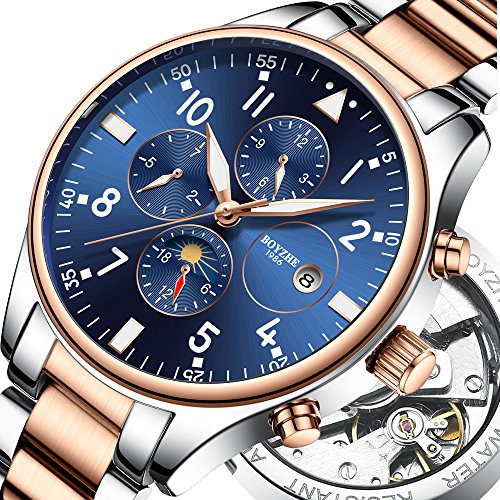 Mens Automatic Mechanical Sports Watches Fashion Casual Luminous Tourbillon Moon Phase Stainless Steel Watch Mens Automatic Mechanical Sports Watches Fashion Casual Luminous Tourbillon Moon Phase Stainless Steel Watch