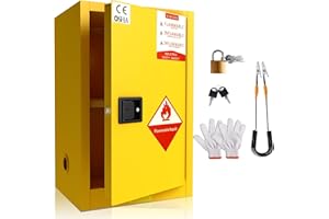 RQR Flammable Storage Cabinet 35.5" x 23.23" x 18.11", 32 Gallon Galvanized Steel Flammable Safety Cabinet, Made of 2-mm Cold-Rolled Steel Plate, Adjustable Shelf, Yellow