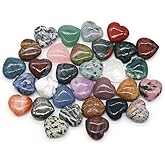 LE SKY 20 Pcs Natural Decorative Stones No Hole Heart Shape Healing Crystal Agate Chakra Beads for Home Jewelry Ornament