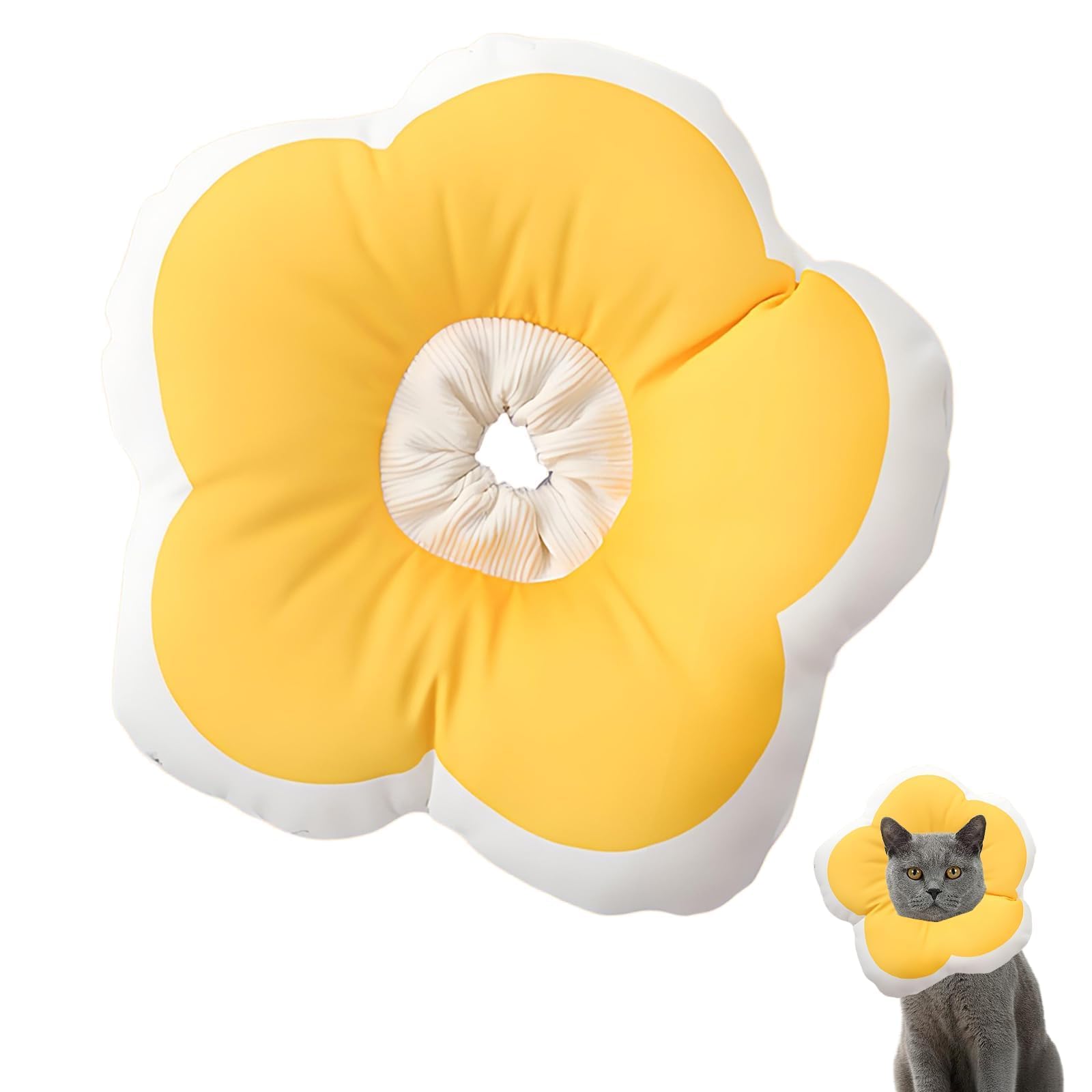 Soft Cat Cone Collar for Recovery, Prevent Licking Biting Post-Surgery Pet Collars Quicker Healing Pet Recovery, for Cats Dog Rabbit (Yellow)