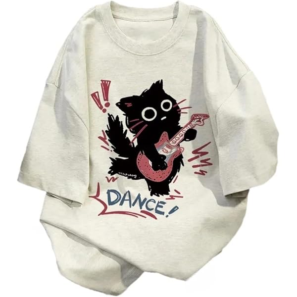 Women Vintage T-Shirt Y2K Cat Graphic Harajuku Tee Tops Summer Emo