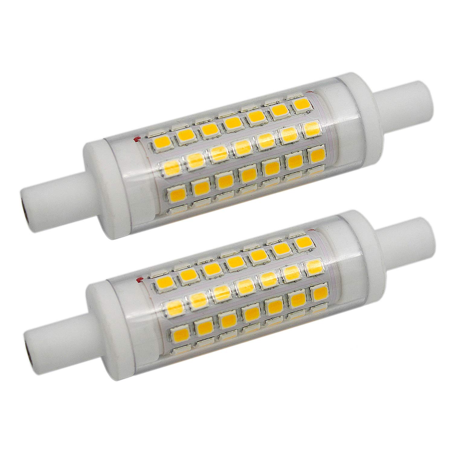 Lot de 2 R7s 6W 78mm Ampoules LED en Céramique 70xSMD2835 Blanc Chaud