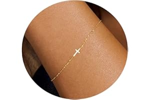 foyjoey 18K Gold Plated Pearl Beaded Cross Bracelets for Women Adjustable Stainless Steel Dainty Thin Gold Box Cuban Twisted Link Chain Bracelet Bridesmaid Jewelry Christmas Gifts