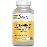 SOLARAY Vitamin C 1000mg with Bioflavonoids Concentrate - Vitamin C Capsules with Rose HIPS and Acerola Cherry - Antioxidant, Heart Health and Immune Support Supplement, Vegan, Non-GMO, 250 Servings