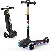 Bryzmo Kids Kick Scooter for Ages 3-12, up to 350 lbs Load, 3-Wheel Folding | Deck &amp; Wheel Lights &ndash; 5 Adjustable Height Handlebars with Aluminum, Wide Deck &amp; Carry Handle &ndash; up to 36.6" Handlebar