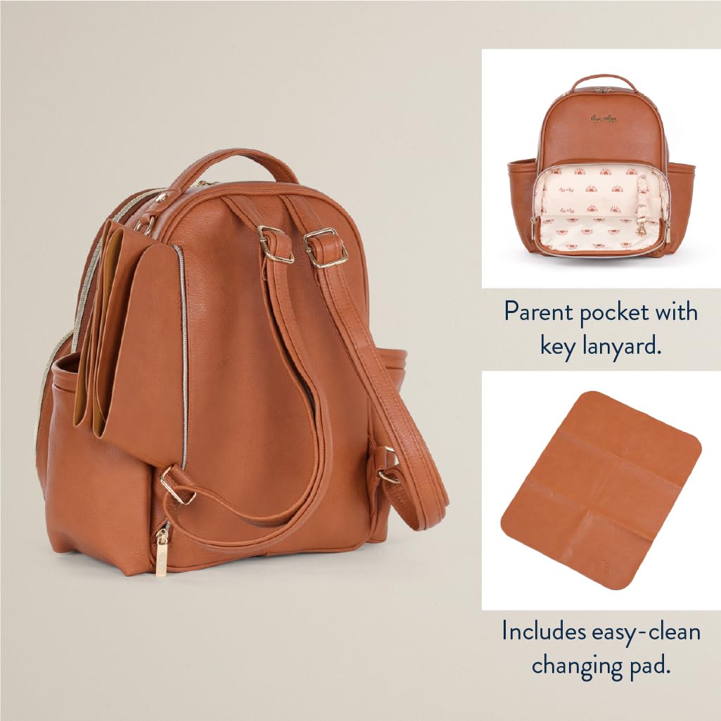 Itzy Ritzy Unisex Baby Mini Plus Diaper Bag, Cognac