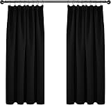 Deconovo Blackout Curtains 46 x 54 Pencil Pleat 2 Panels Black