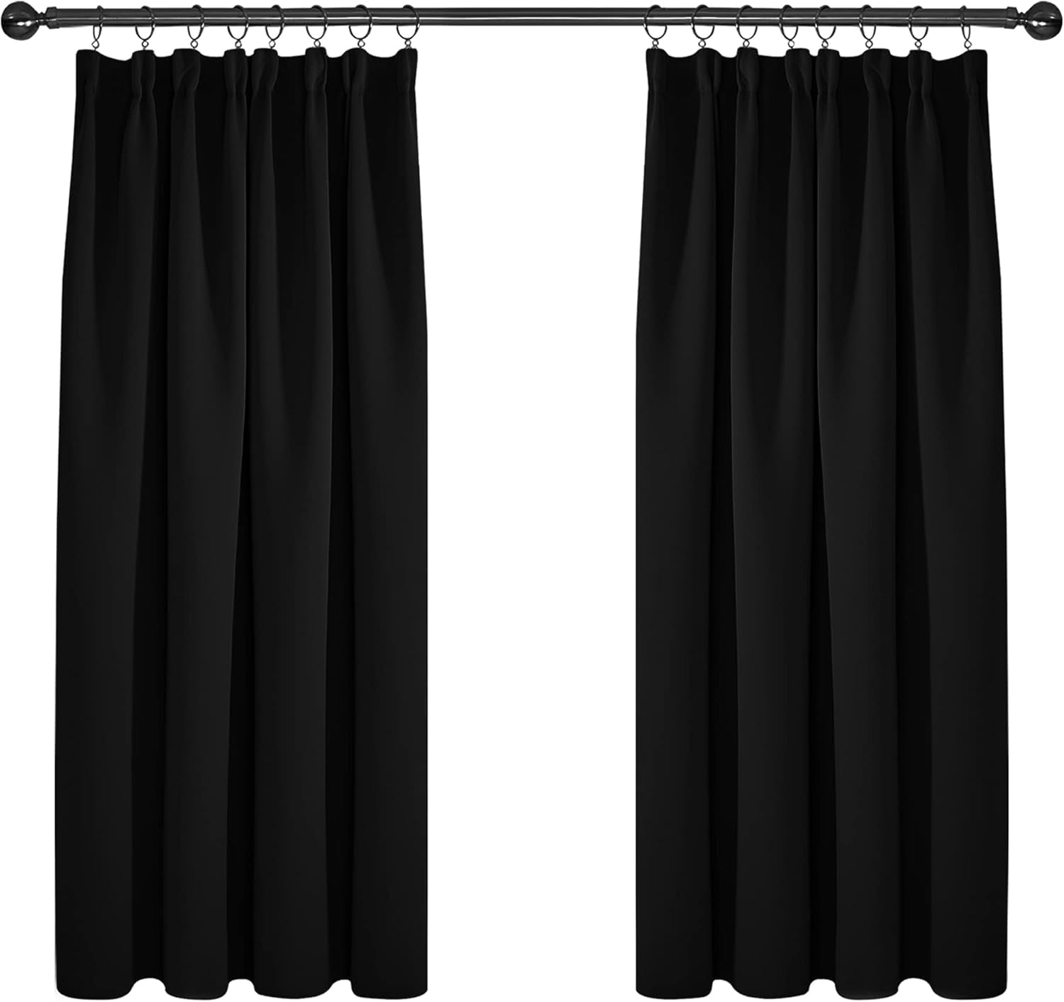 Deconovo Super Soft Black Out Curtains Thermal Insulated Pencil Pleat Blackout Curtains for Living Room 46 x 54 Black 2 Panels