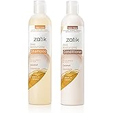 Zatik Naturals - Deep Moisturizing Shampoo + Conditioner Set - Coconut & Calendula, for Colored, Dry damaged Hair, Biodegradable, pH Balanced, FREE from Parabens, fragrances, 10.8 fl oz (One of Each)