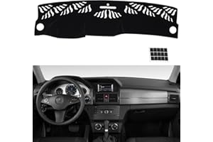TUCAREST Dash Cover Fit for 2009-2015 Me-rcedes-Benz GLK250 GLK280 GLK300 GLK350 Nonslip Dash Cover Board Mat Sunshade No-Glare and Slip Pad Carpet Sunshield Protector Flannel Black