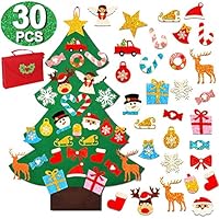 OurWarm 3ft DIY Felt Christmas Tree with Glitter Ornaments, Wall Hanging Christmas Tree Gifts for Toddlers Christmas Decorations