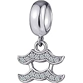 CRISNATA 12 Zodiac Constellation Pendant Charms with Clear CZ, 925 Sterling Silver Horoscope Beads, fits European Birthday Bracelet, Gifts for Mother/Wife/Boyfriends