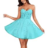 WIOJEIGO Tulle Homecoming Dresses for Women Short 2025 Sweetheart with Lace Appliques Prom Party Dress