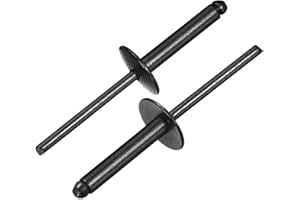 uxcell 50Pcs 3/16"x1" Aluminum Blind Rivets, Aluminum Grip and Steel Mandrel, Large Flange Fastener Rivets for Metal, Furnitu