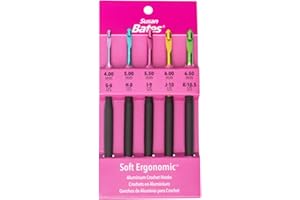 Susan Bates Silvalume Soft Ergonomic Crochet Hook Set Sizes G6/4mm to K10.5/6.5mm
