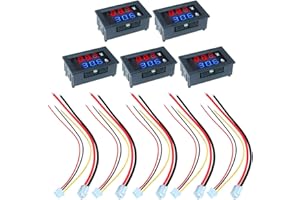 WRITWAA 5pcs 10A Dual Display DC Digital Voltmeter Ammeter Panel Car Voltage Current Tester with Red Blue