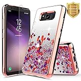 Galaxy S8 Active Case with [Tempered Glass Screen Protector], NageBee Quicksand Liquid Floating Glitter Flowing Sparkle Bling Luxury Clear Soft Case for Samsung Galaxy S8 Active SM-G892 (Rose Gold)