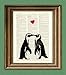 Penguin Art Print Romantic PENGUIN COUPLE In Love With Heart Altered Art Dictionary Page Illustration Book Print