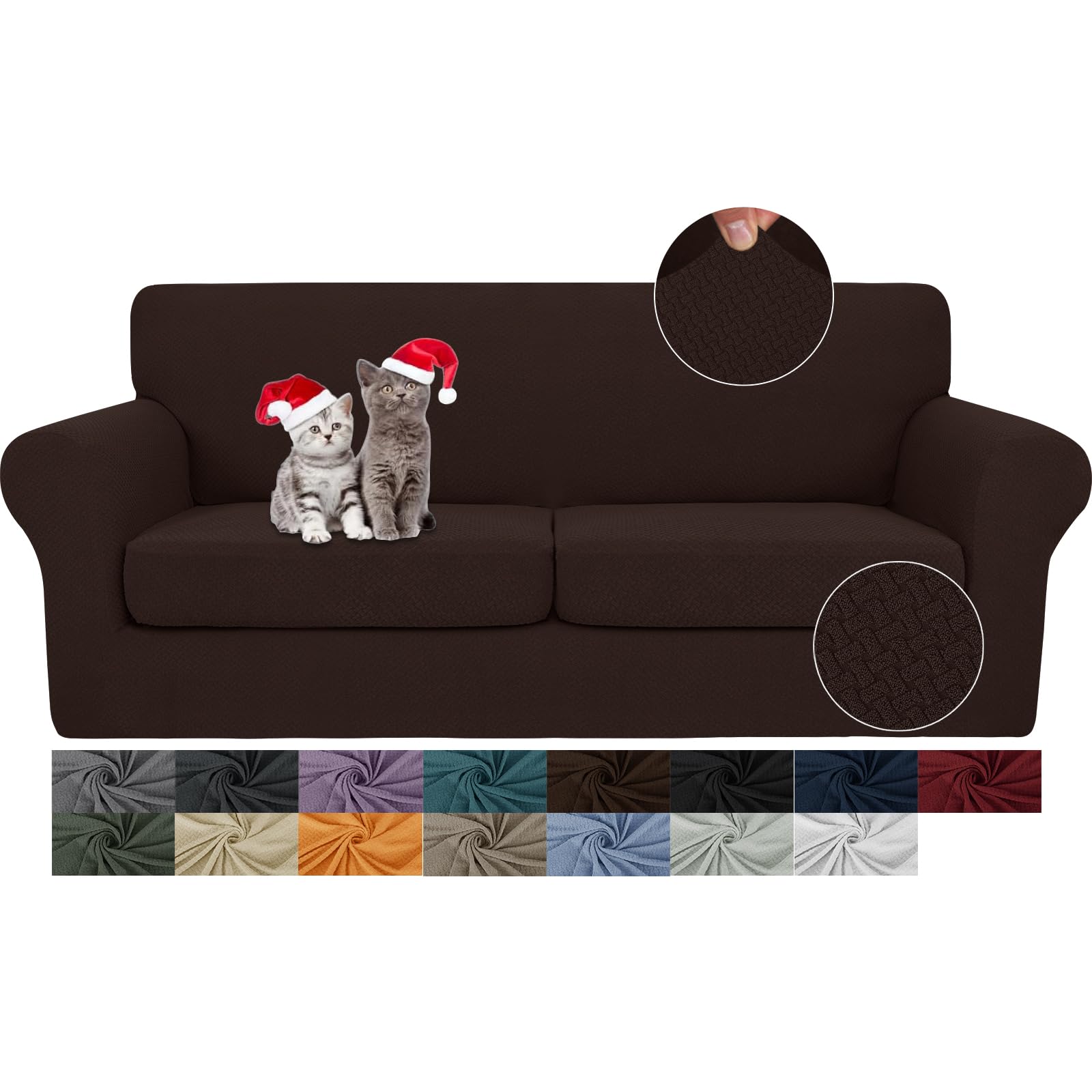JIVINER Newest 3 Pieces Couch Covers for 2 Cushion